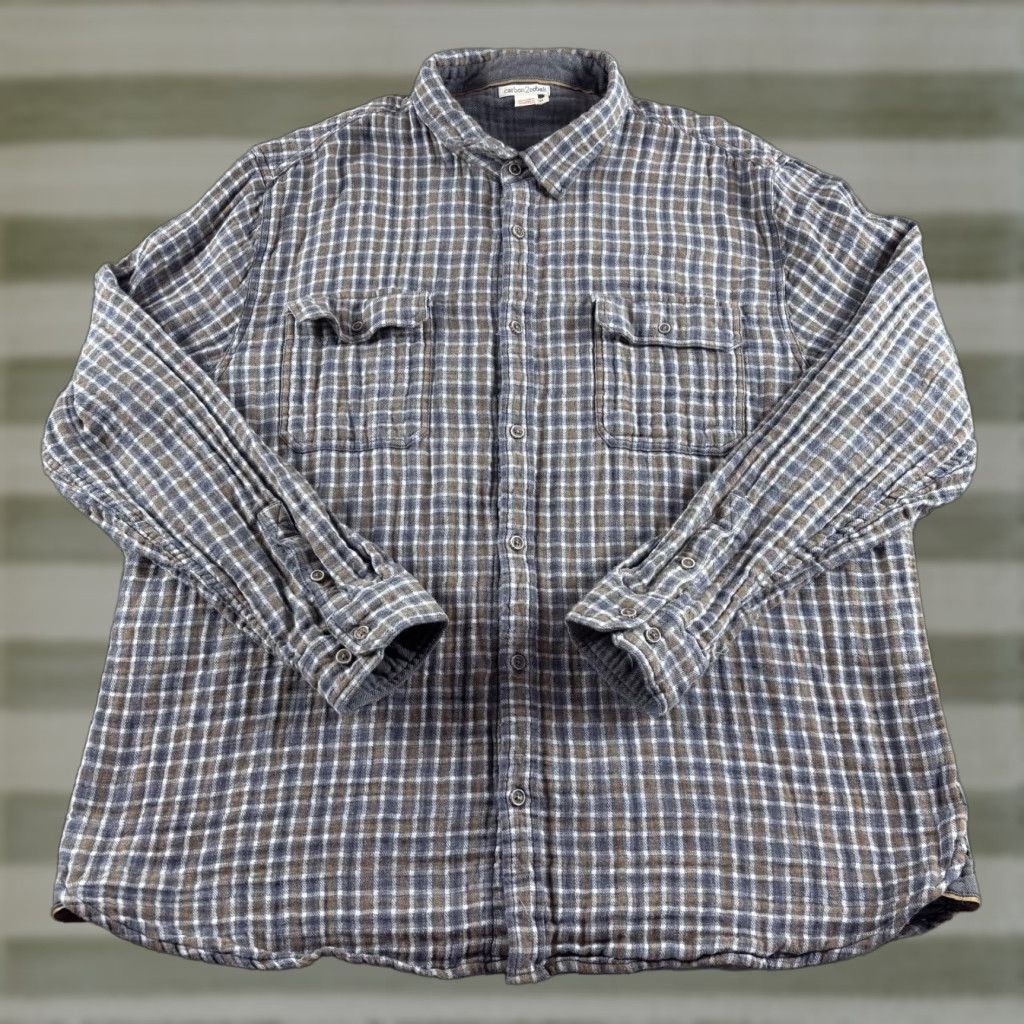 Carbon2Cobalt Carbon2Cobalt Flannel Shirt Men XL Gray Brown Plaid Pockets Stretch Button-Up Size US XL / EU 56 / 4 - 1 Thumbnail