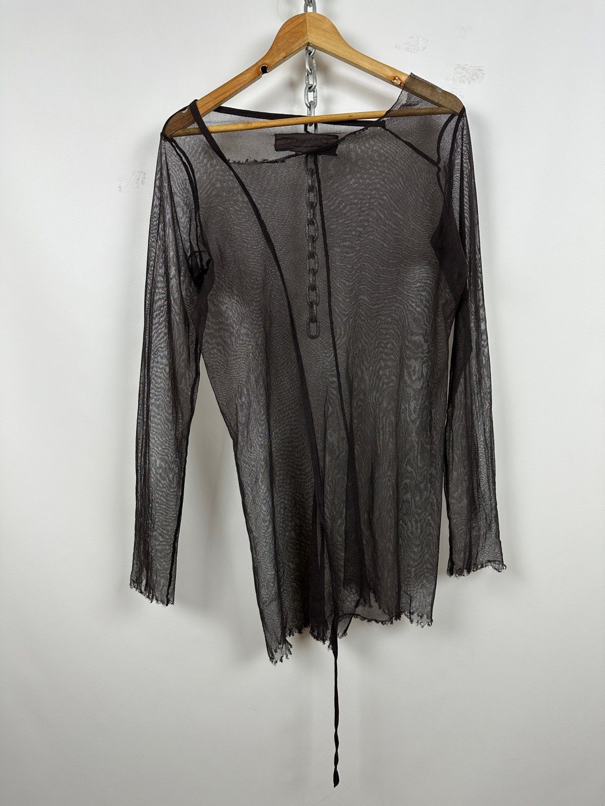 Rundholz Rundholz Brown Asymmetrical Sheer Mesh Long Sleeve Top Size S / US 4 / IT 40 - 3 Thumbnail