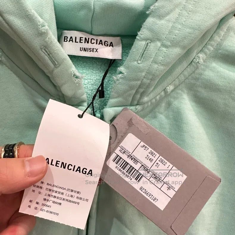 Balenciaga Balenciaga Mint Green Distressed Destroyed Zip Hoodie Size US S / EU 44-46 / 1 - 2 Thumbnail