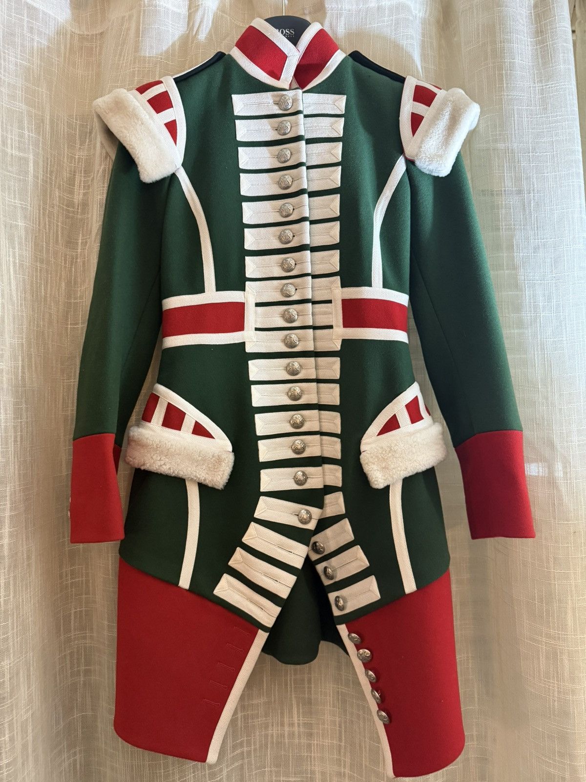 Burberry Burberry Wool Ceremony Coat with Red & Green Sheepskin Trim Size XS / US 0-2 / IT 36-38 - 2 Thumbnail