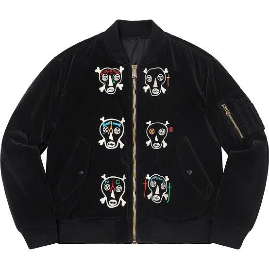 Supreme Supreme Clayton Patterson Skulls Embroidered Velvet MA-1 Size US L / EU 52-54 / 3 - 1 Thumbnail