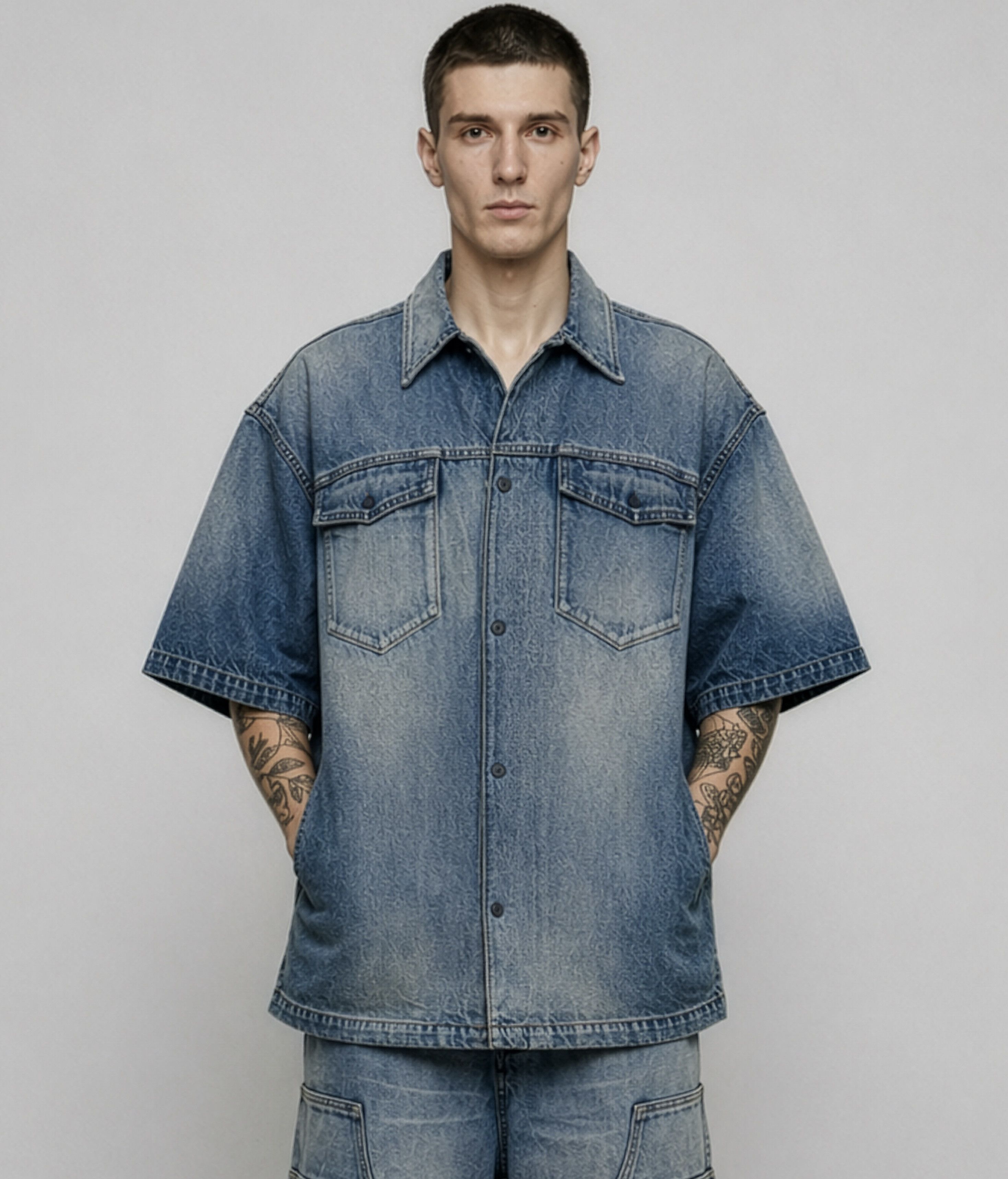 Balenciaga Oversized Masking Tape Denim Shirt Size US M / EU 48-50 / 2 - 2 Thumbnail