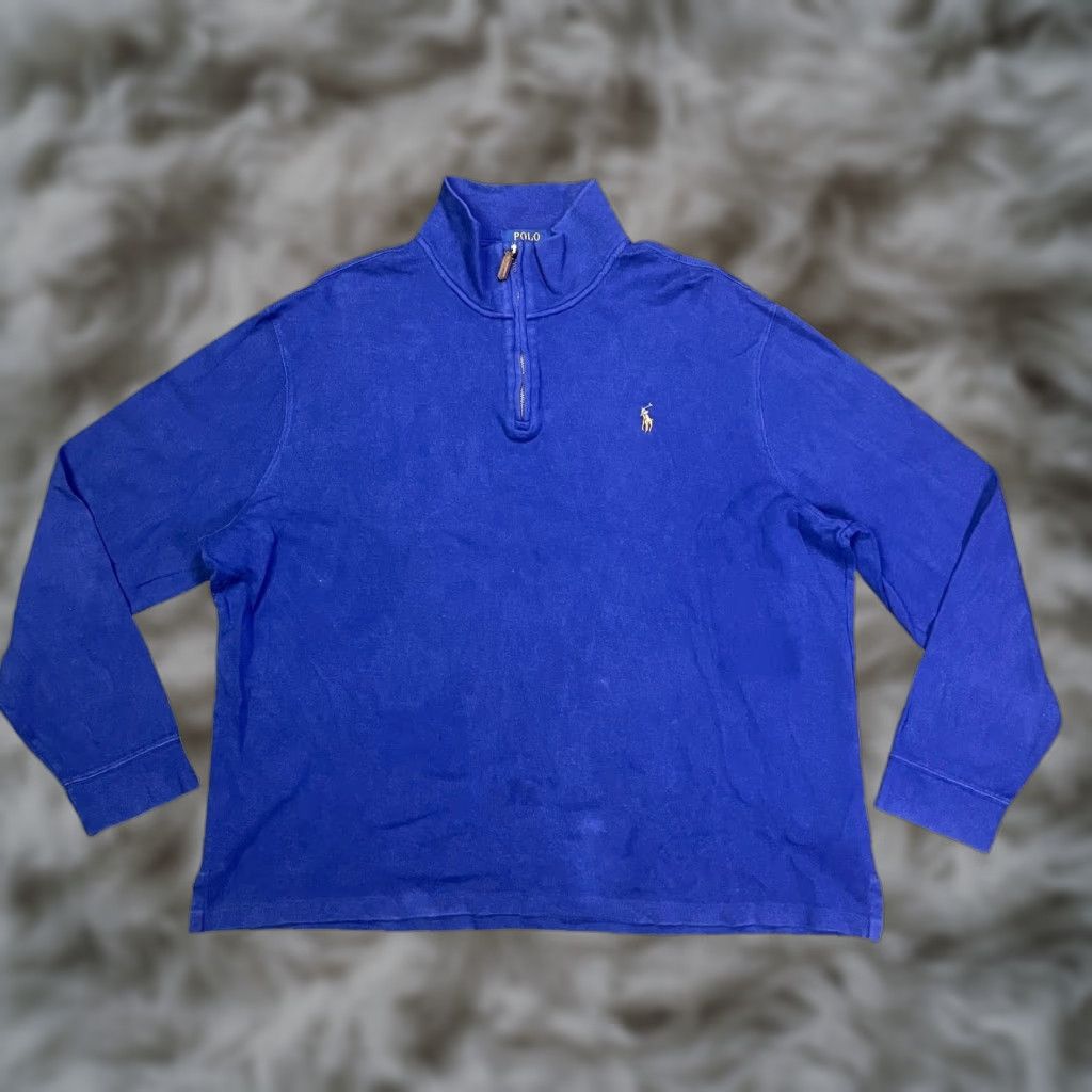 Polo Ralph Lauren Polo Ralph Lauren Mens XL Blue Slim Fit 1/4 Zip Estate Rib Pullover Knit Pony Logo Sweatshirt Sweater N/A Size US XL / EU 56 / 4 - 1 Thumbnail