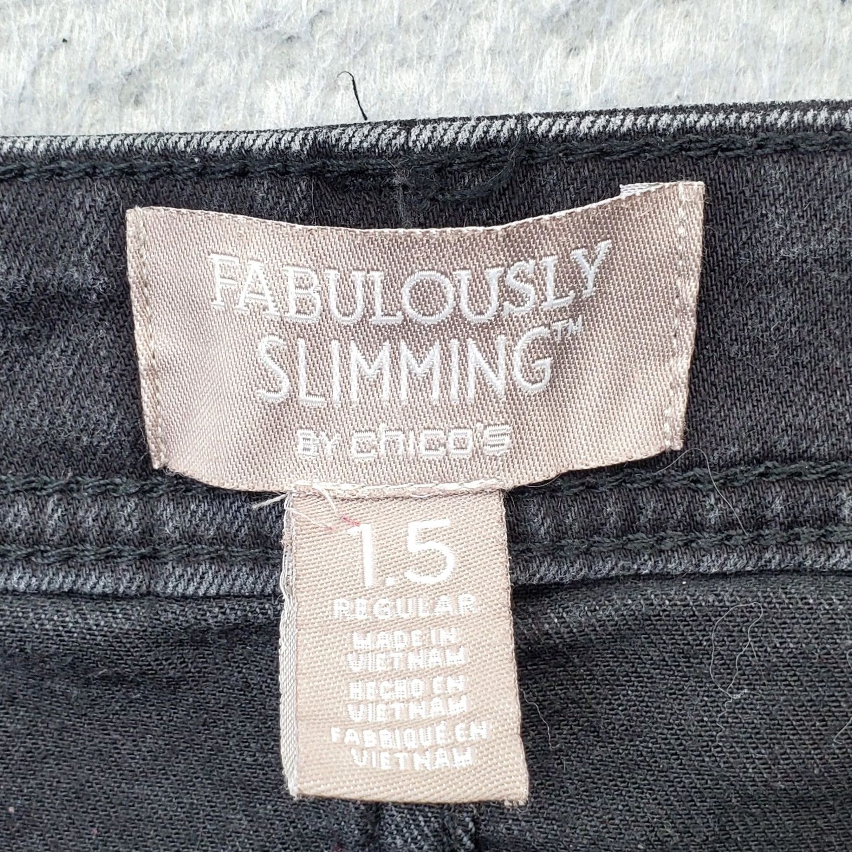 Vintage Chico's Jeans Womens M Black Denim Stretch Slimming Straight Leg Jeans Regular Waist 32.5in Inseam 31in Pockets Size 32" / US 10 / IT 46 - 7 Thumbnail