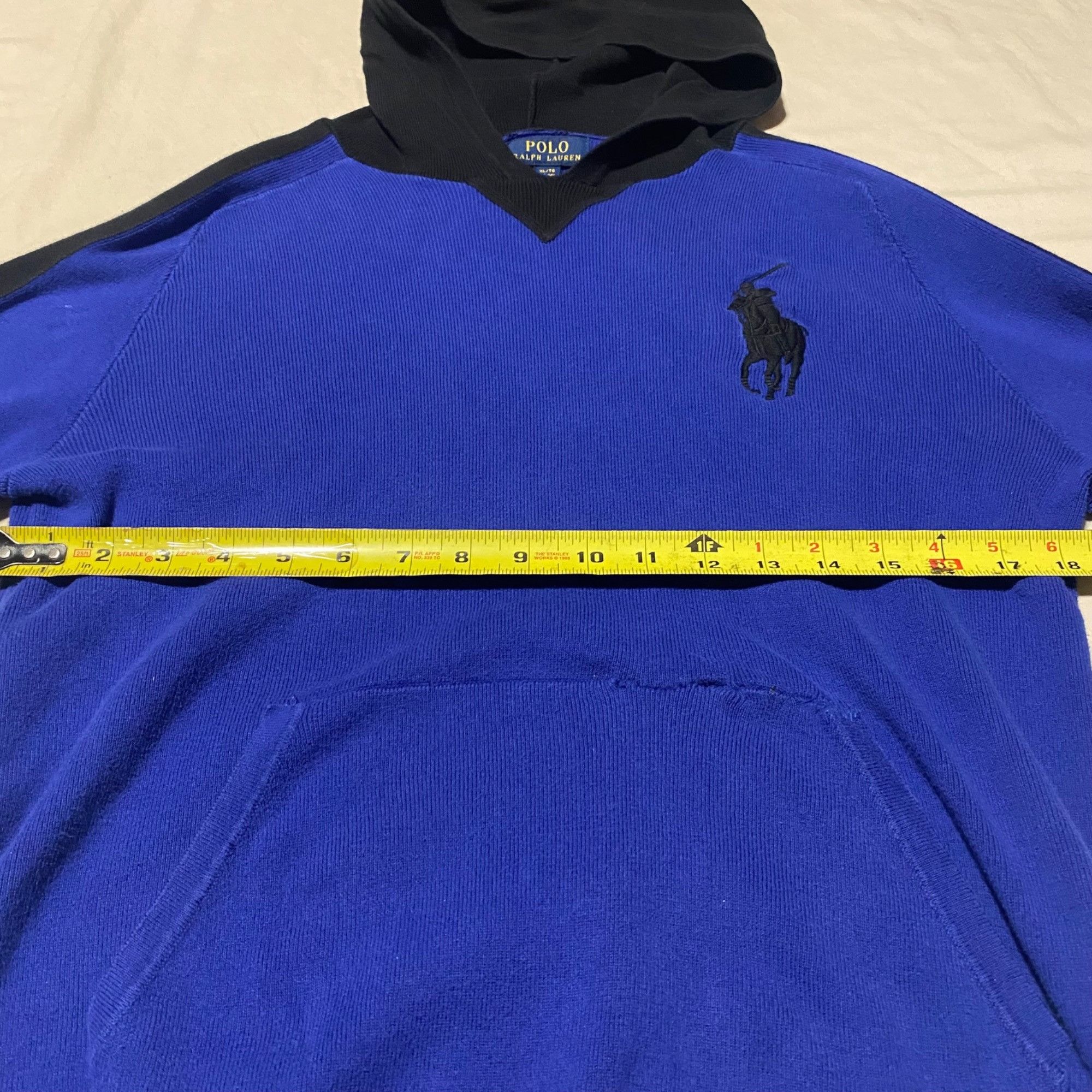 Polo Ralph Lauren Polo Ralph Lauren Boys Blue & Black Hooded Sweatshirt XL (18 Size US XL / EU 56 / 4 - 7 Thumbnail