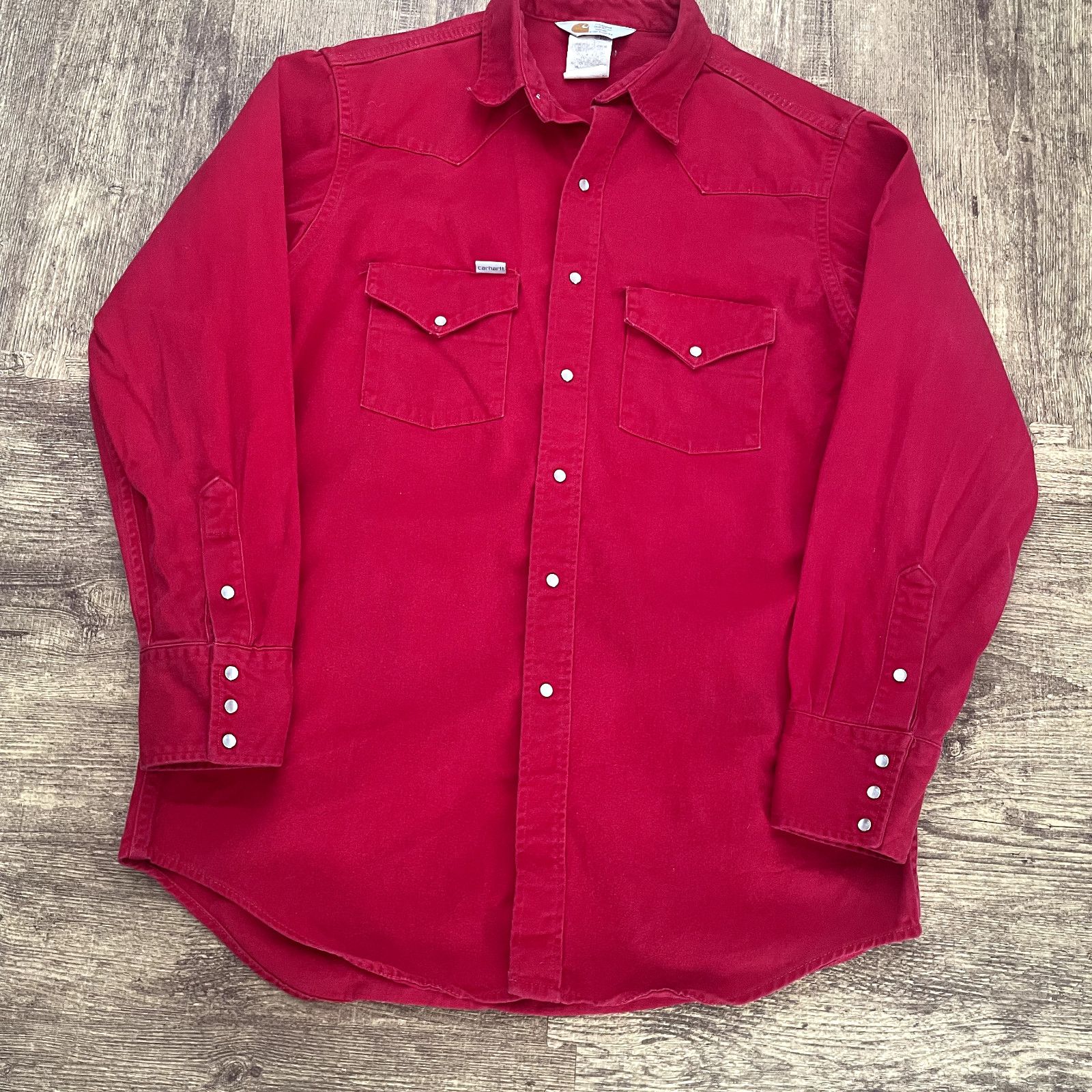 Carhartt × Vintage Vintage 1990s Carhartt Pearl Snap Work Shirt Mens Size M Size US M / EU 48-50 / 2 - 2 Thumbnail