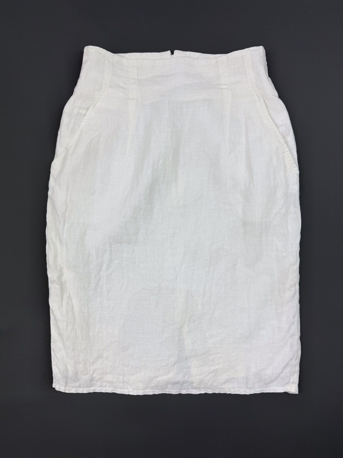 Other 1990’s Vintage Umberto Ginocchietti White Linen Pencil Skirt Size 27" / US 4 / IT 40 - 1 Thumbnail