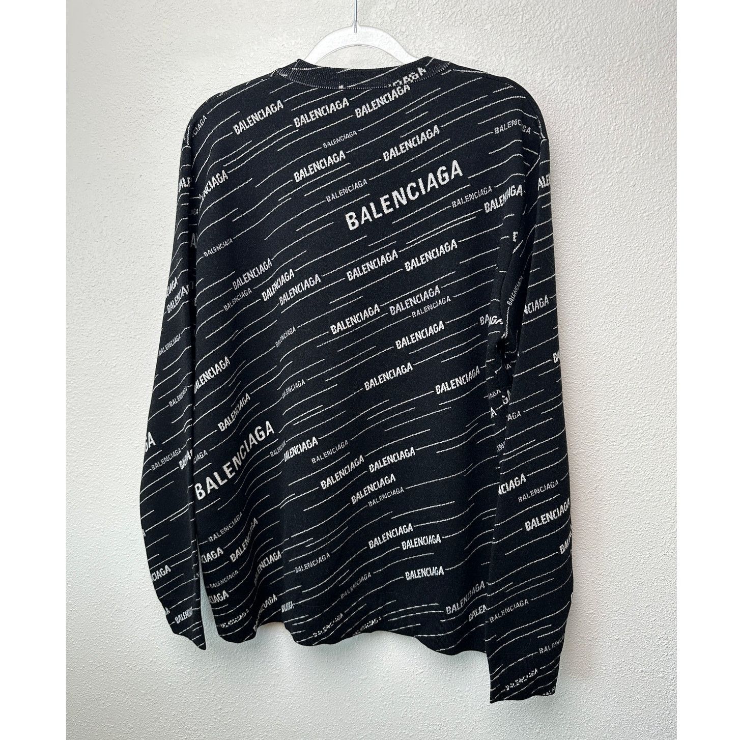 Balenciaga NWT Balenciaga Logo Intarsia Wool-Blend Sweater Black Men's Size US XL / EU 56 / 4 - 3 Thumbnail