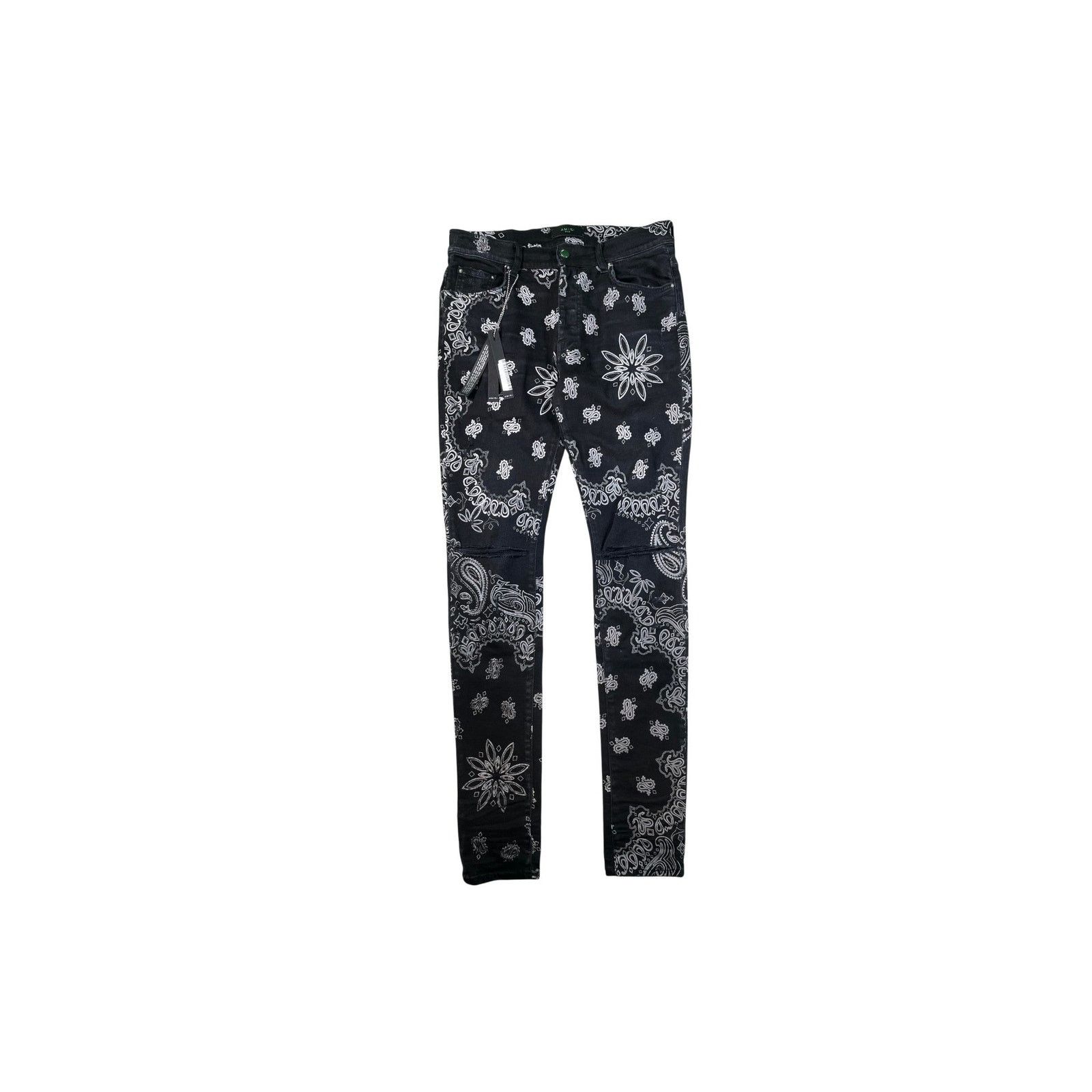 Amiri Amiri "Bandana Flocked" Black Wash Jeans Size US 33 - 1 Thumbnail