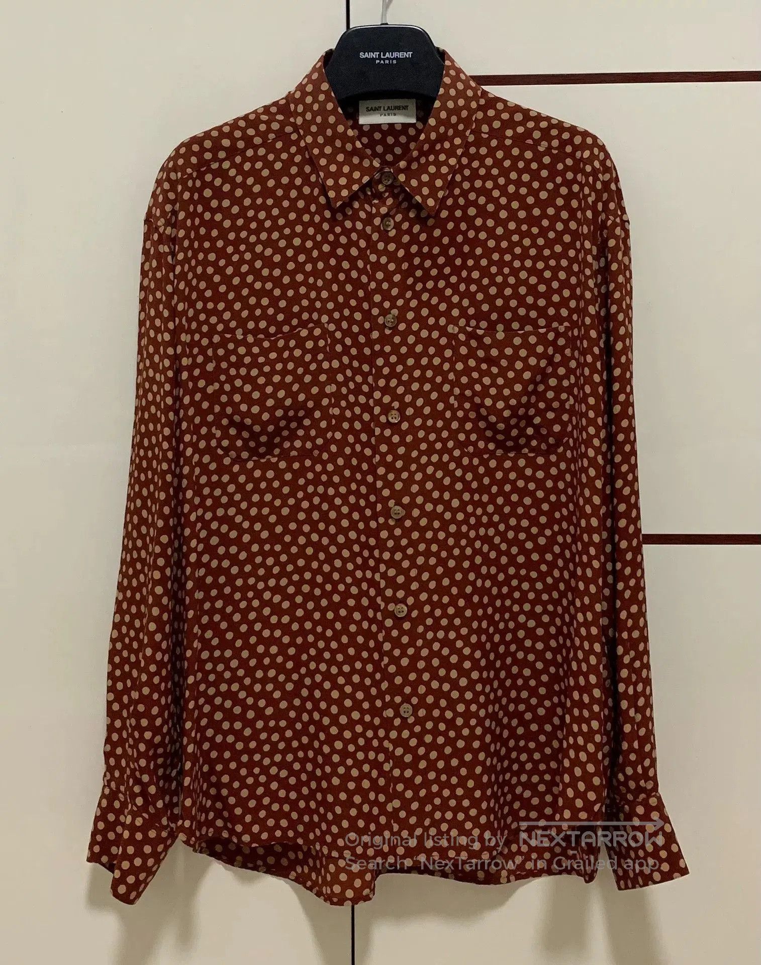 Saint Laurent Paris Saint Laurent Orange Silk Polka Dot Shirt. Size US XS / EU 42 / 0 - 1 Thumbnail