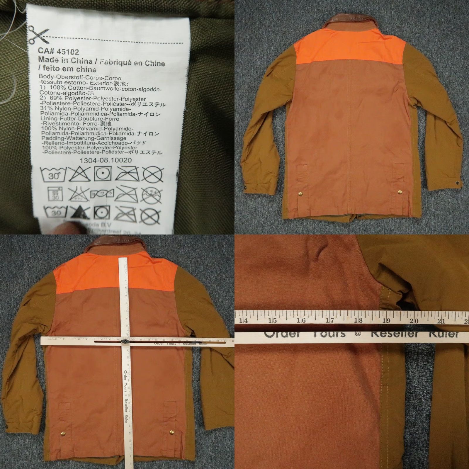 Scotch & Soda Scotch & Soda Jacket Mens Small Brown Hunting Blaze Orange Leather Collar Canvas Jacket Size US S / EU 44-46 / 1 - 8 Thumbnail