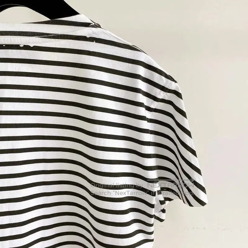 Miu Miu Miu Miu Black and White Striped Crop T-Shirt . Size S / US 4 / IT 40 - 6 Thumbnail