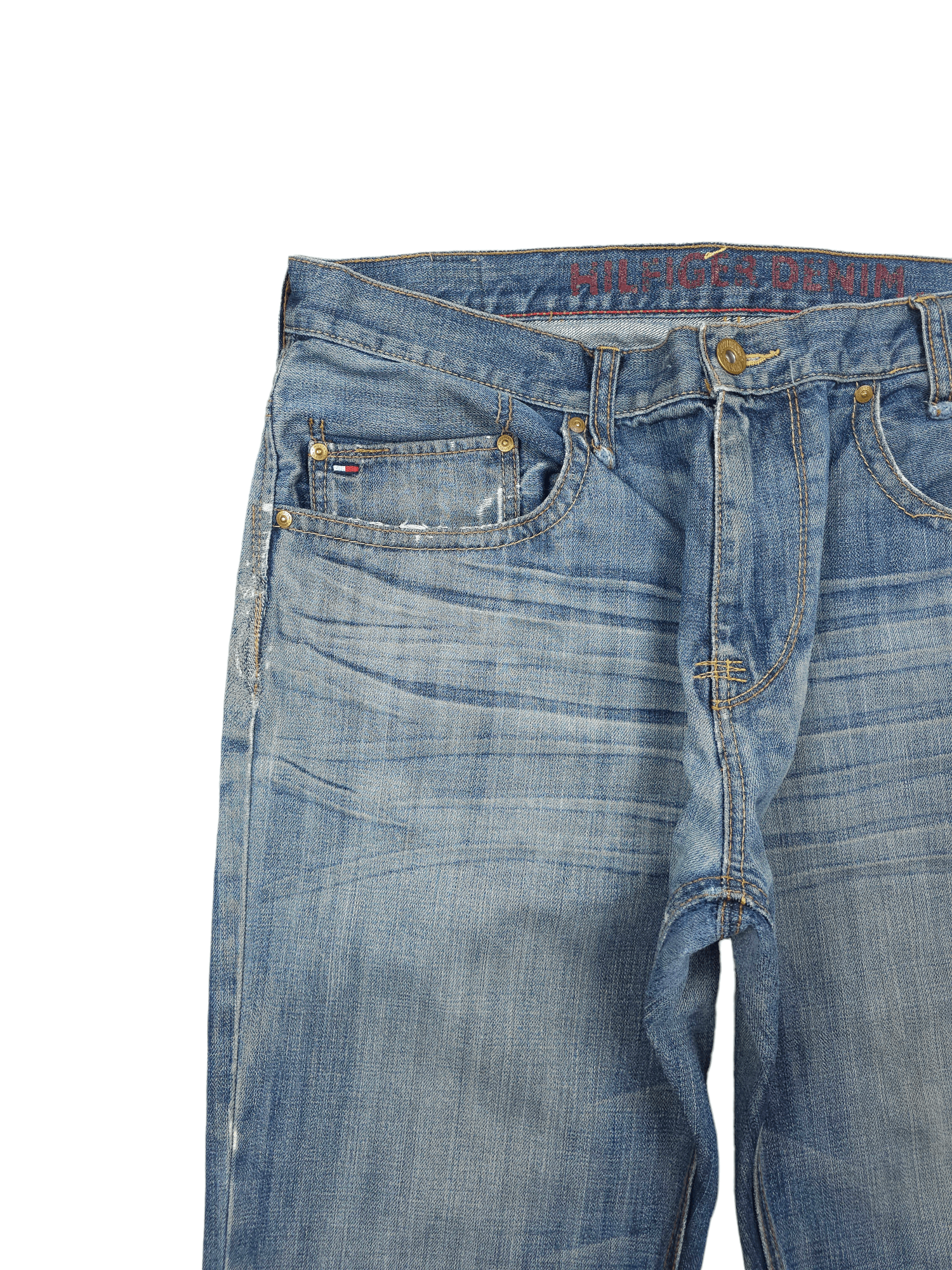 Japanese Brand × Tommy Hilfiger 💎 Size 38/30 Distressed Washed Ripped Baggy Denim Jeans Size US 38 / EU 54 - 3 Thumbnail