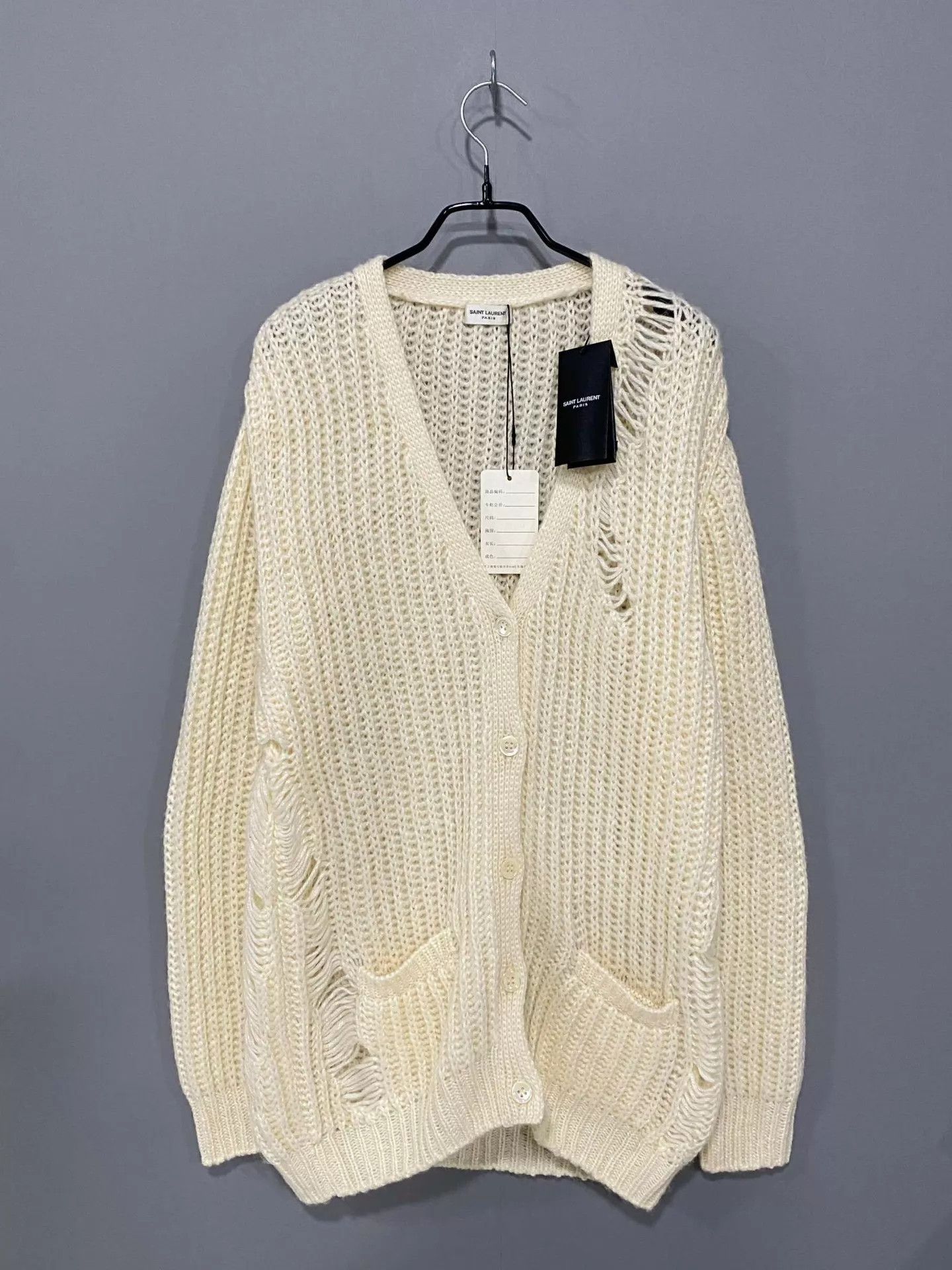 Saint Laurent Paris Saint Laurent Paris White Knit Cardigan Size M Size M / US 6-8 / IT 42-44 - 2 Thumbnail