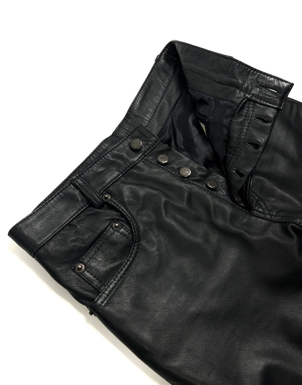 Genuine Leather Vintage The King Black Genuine Leather Pants Avant Garde Y2K Size US 33 - 9 Thumbnail