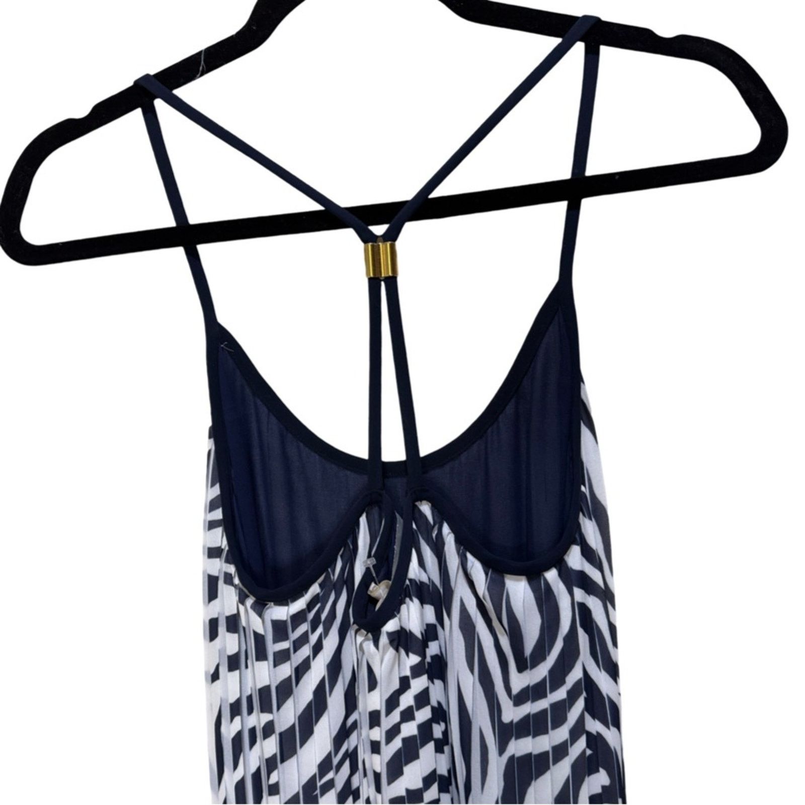 MICHAEL Michael Kors True Navy Zebra Pleated Maxi Dress 6