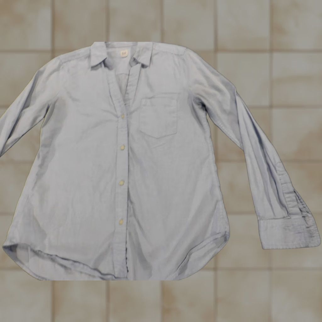Gap Gap Womens Blouse Button-Up Denim XS Cap Sleeve Blue Regular Stretch Casual Size XS / US 0-2 / IT 36-38 - 1 Thumbnail