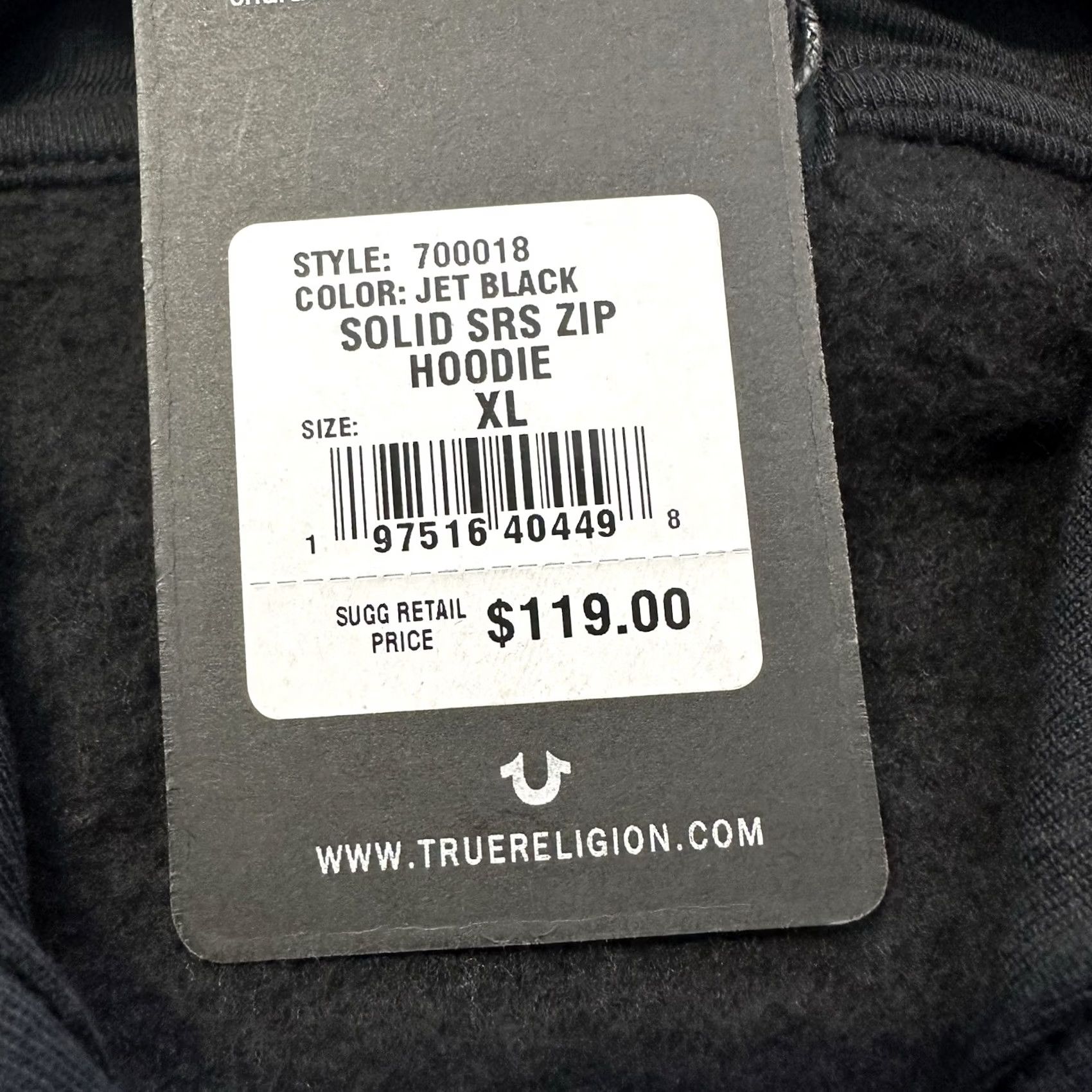 True Religion True Religion Hoodie Mens XL Black Solid World Tour Logo Full Zip 700018 Size US XL / EU 56 / 4 - 4 Thumbnail