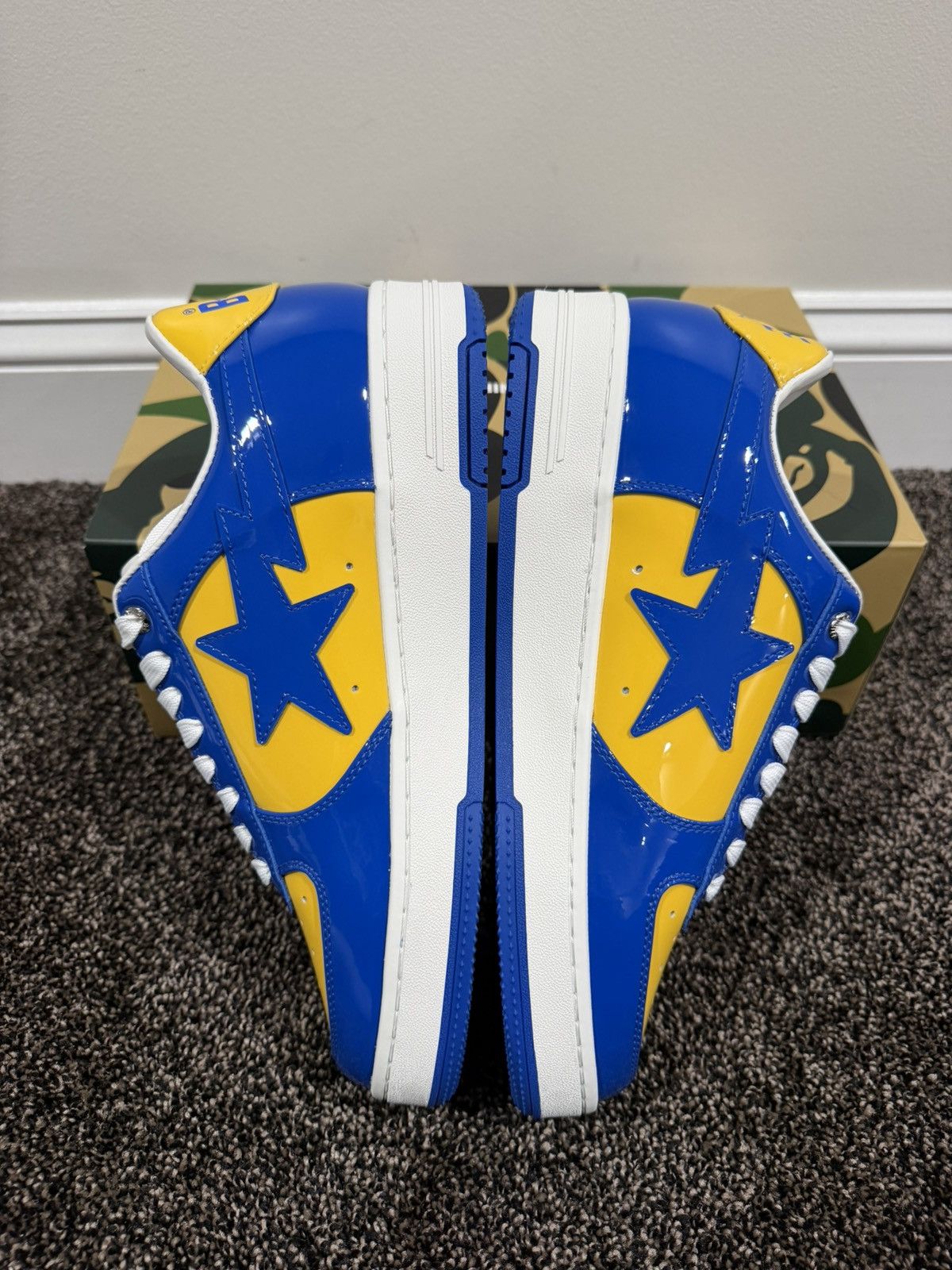 Bape A Bathing Ape Bapesta Patent Leather Blue/Yellow Sneaker Size US 10 / EU 43 - 6 Thumbnail