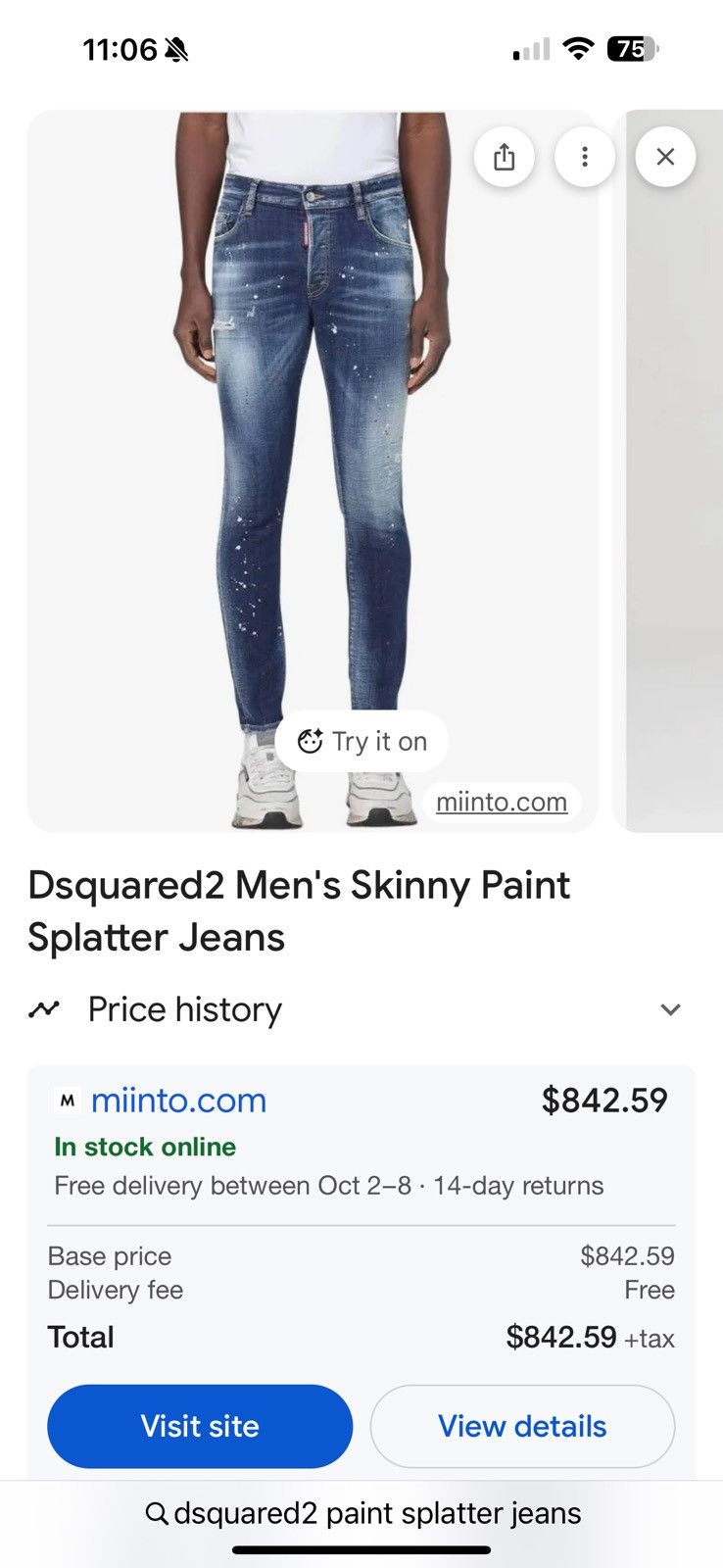 Dsquared2 Dsquared2 paint splatter skinny jeans size 32/32 Size US 32 / EU 48 - 1 Thumbnail