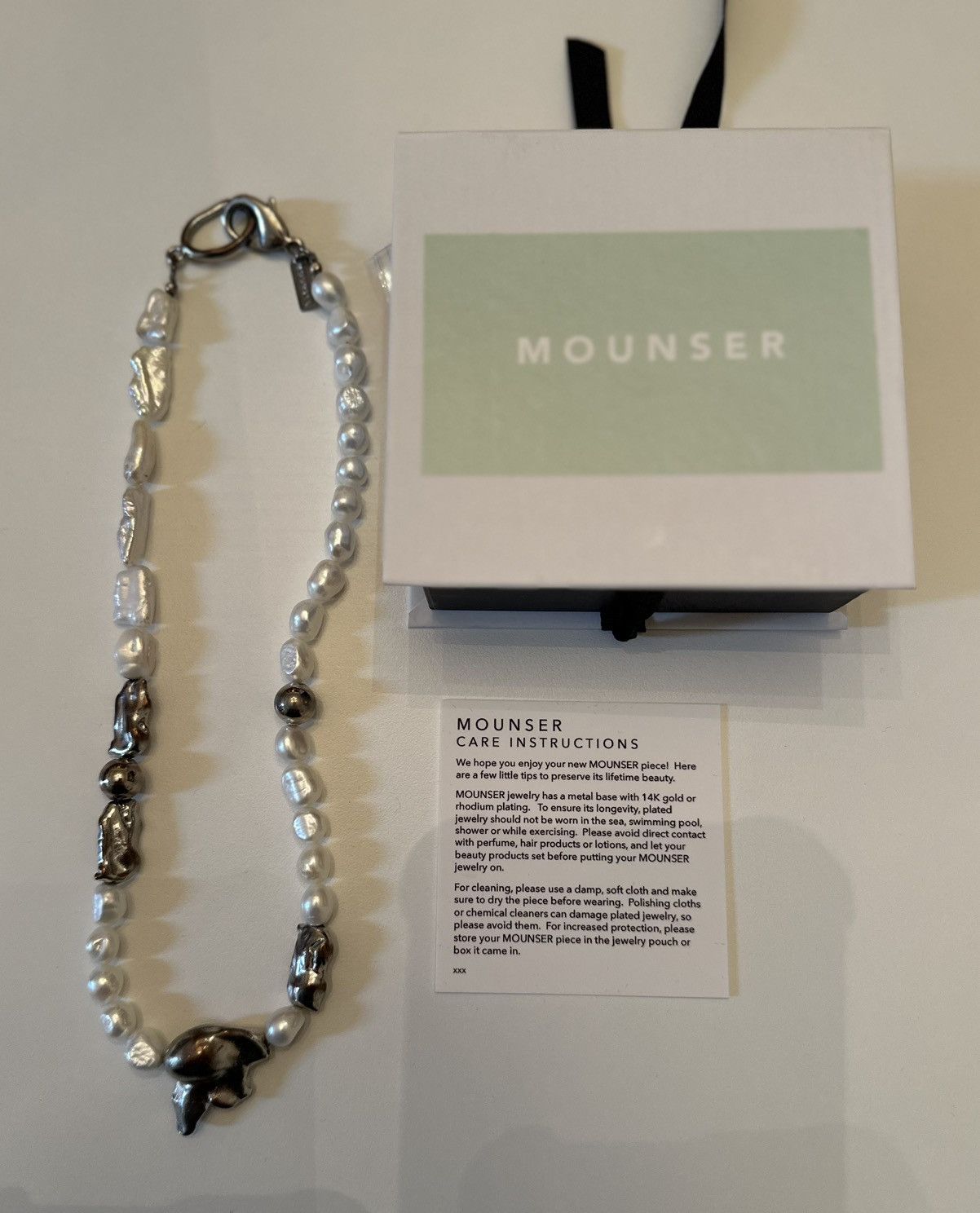 Mounser Pearl Rhodium Necklace