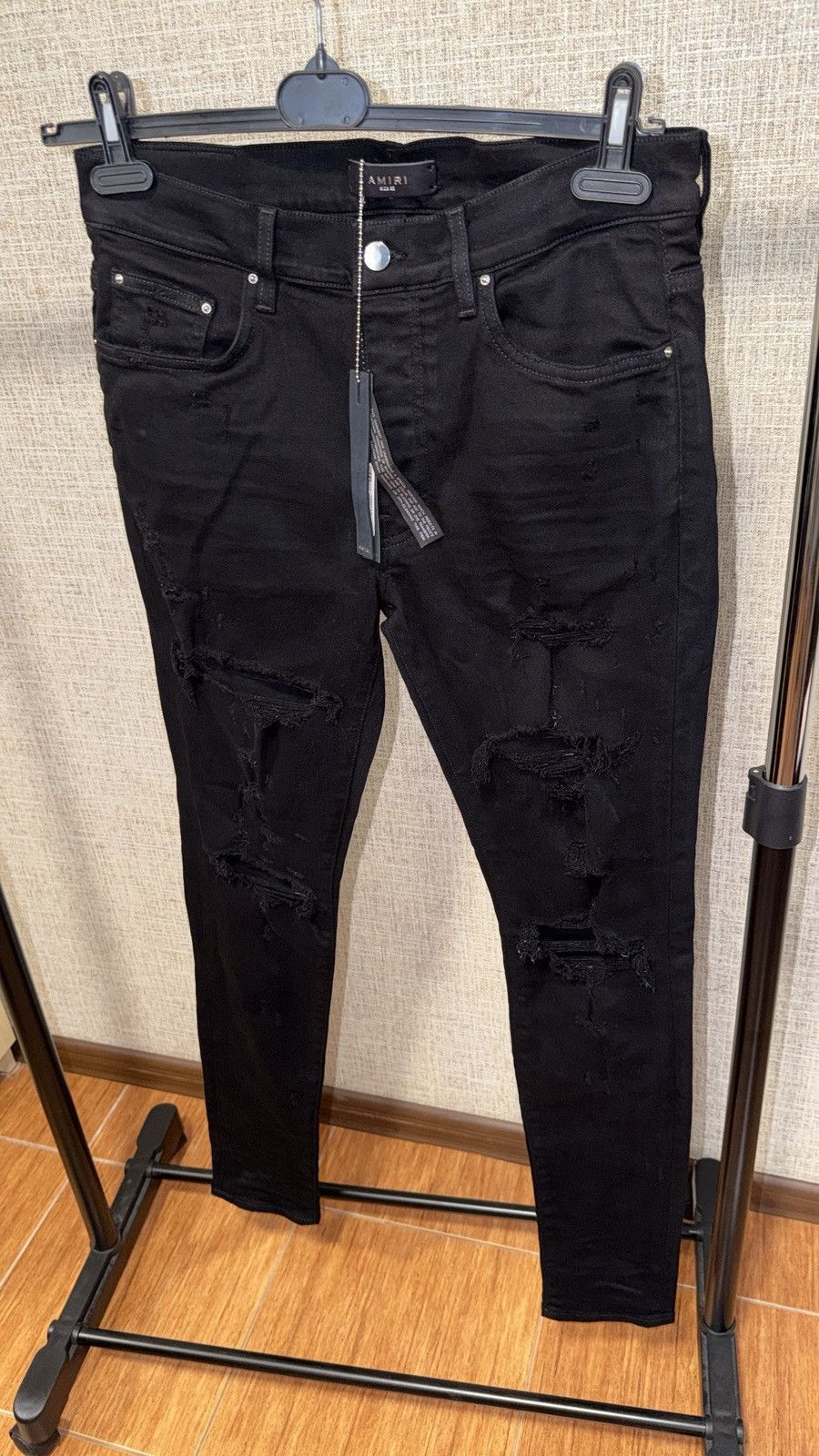 Amiri AMIRI THRASHER PLUS BLACK DISTRESSED SLIM FIT JEANS Size US 32 / EU 48 - 3 Thumbnail