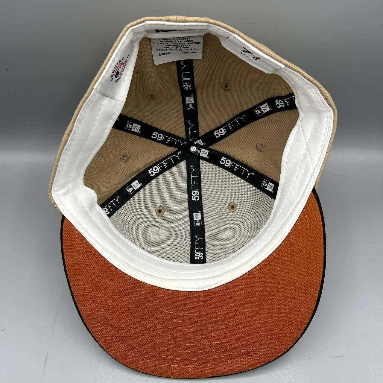 New Era New York Yankees Hat Men 7 3/8 Beige Black MLB Fitted Cap Size ONE SIZE - 2 Thumbnail