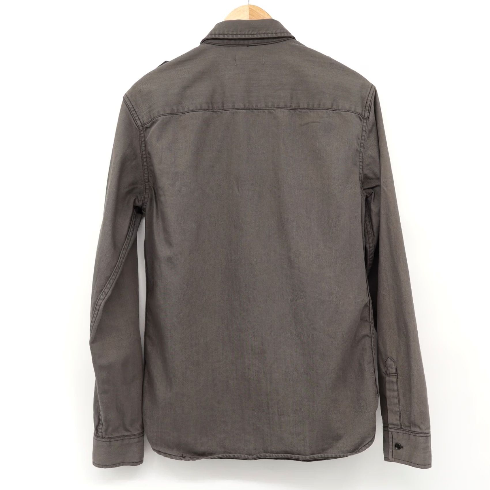 Allsaints AllSaints Button-Up Shirt Mens Long Sleeve Brown Gray M Viscose Woven Utility Shirt Bar/2010s style (Military, Modern) Size US M / EU 48-50 / 2 - 2 Thumbnail