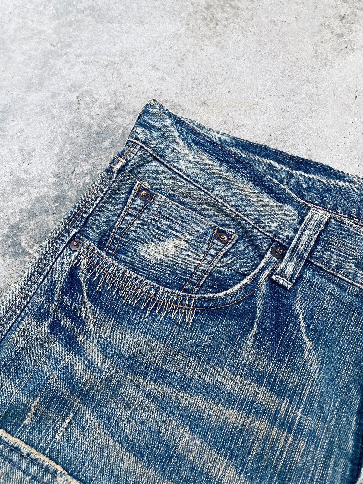 Vintage Edwin Xu Flare Distressed Denim Pants