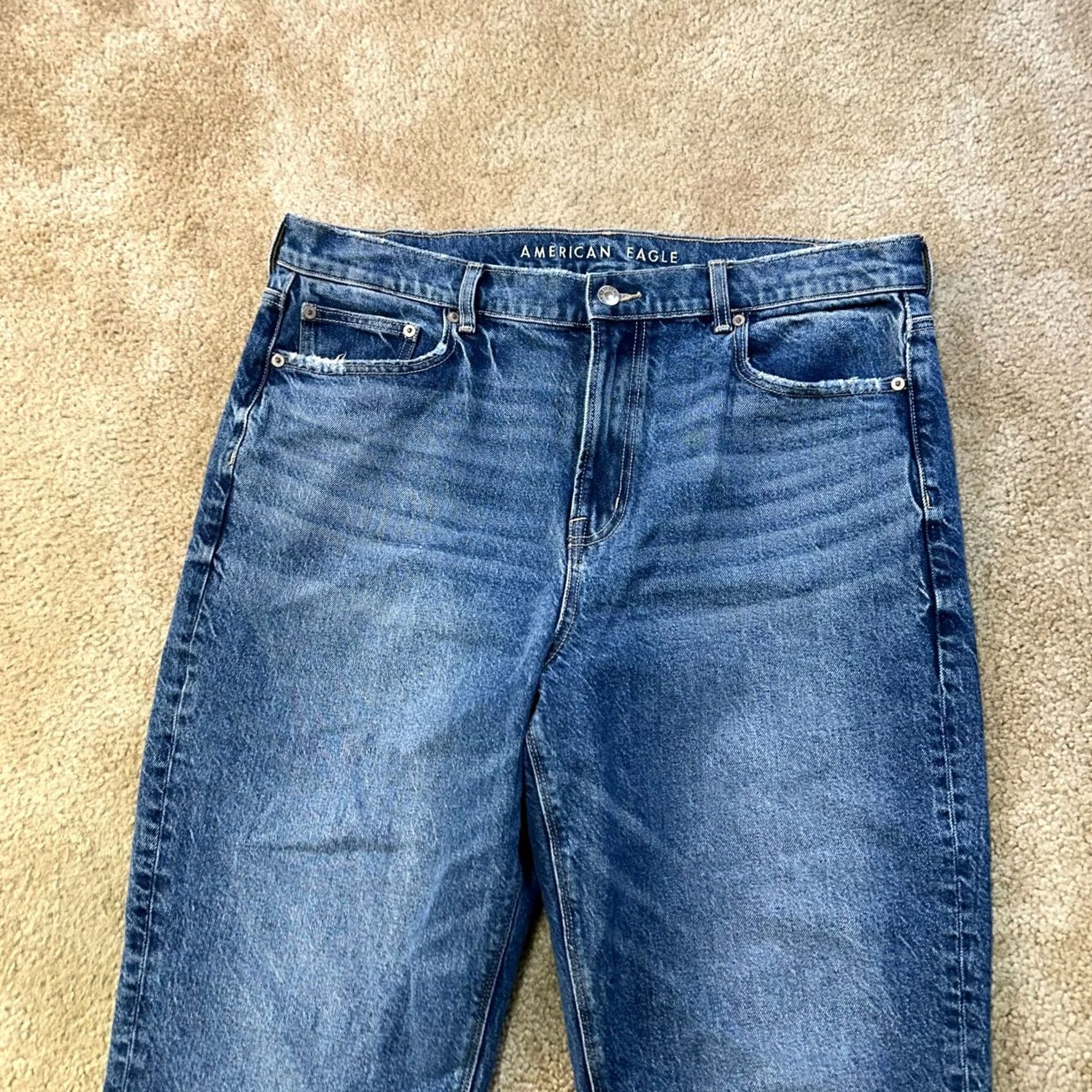 American Eagle Outfitters American Eagle High Straight Leg Jeans Women 16s Blue Denim stretch Super Size 38" / US 16 / IT 52 - 2 Thumbnail