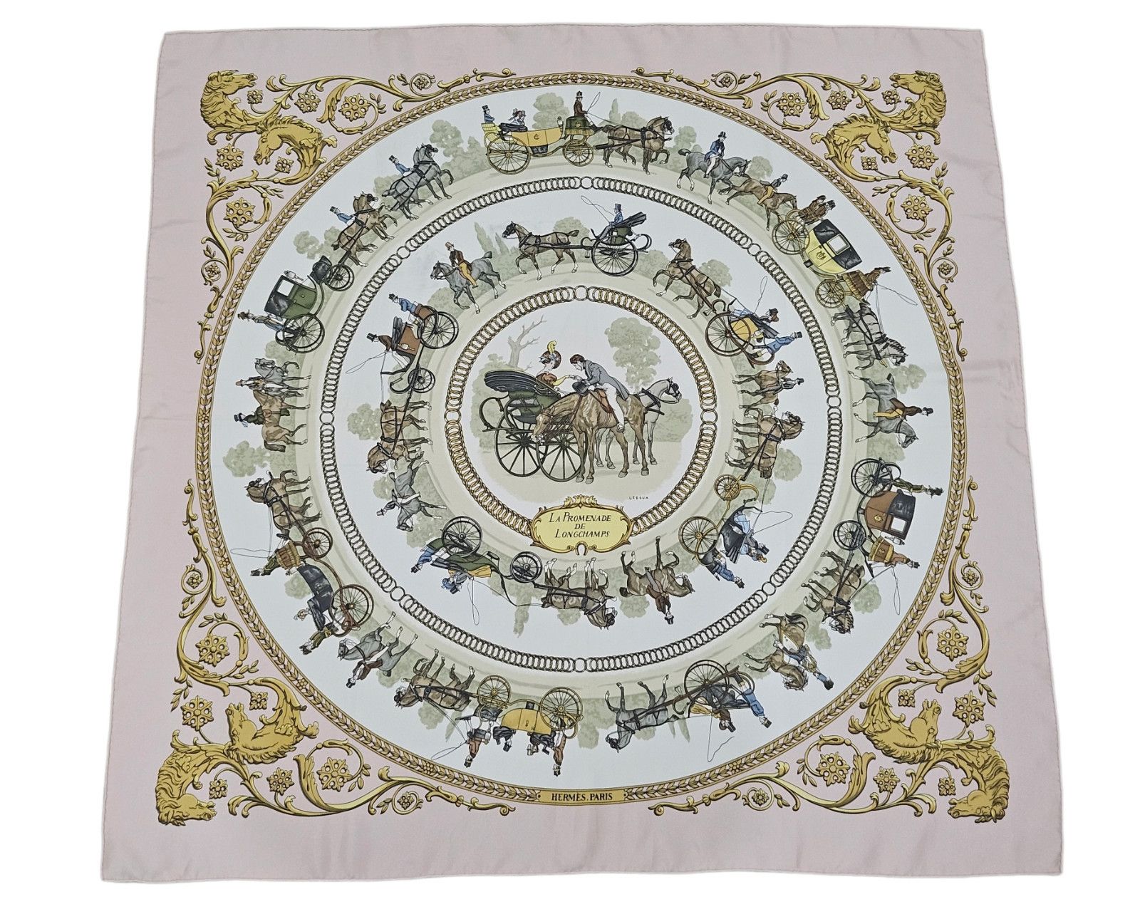 Hermes Hermes La Promenade de Longchamps by P. Ledoux Silk Scarf Size ONE SIZE - 1 Thumbnail