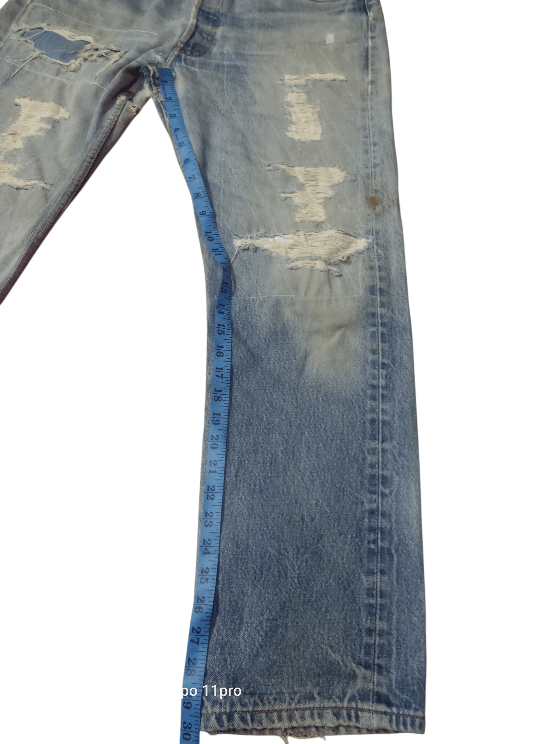Levi's Vintage Clothing 💥 Vintage Levis 501( R ) Distressdenim PatchWork 💥 Size US 35 - 14 Thumbnail