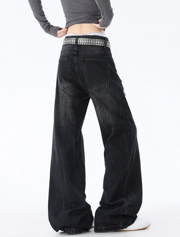 Vintage American retro loose wide-leg ripped jeans Size US 32 / EU 48 - 4 Thumbnail