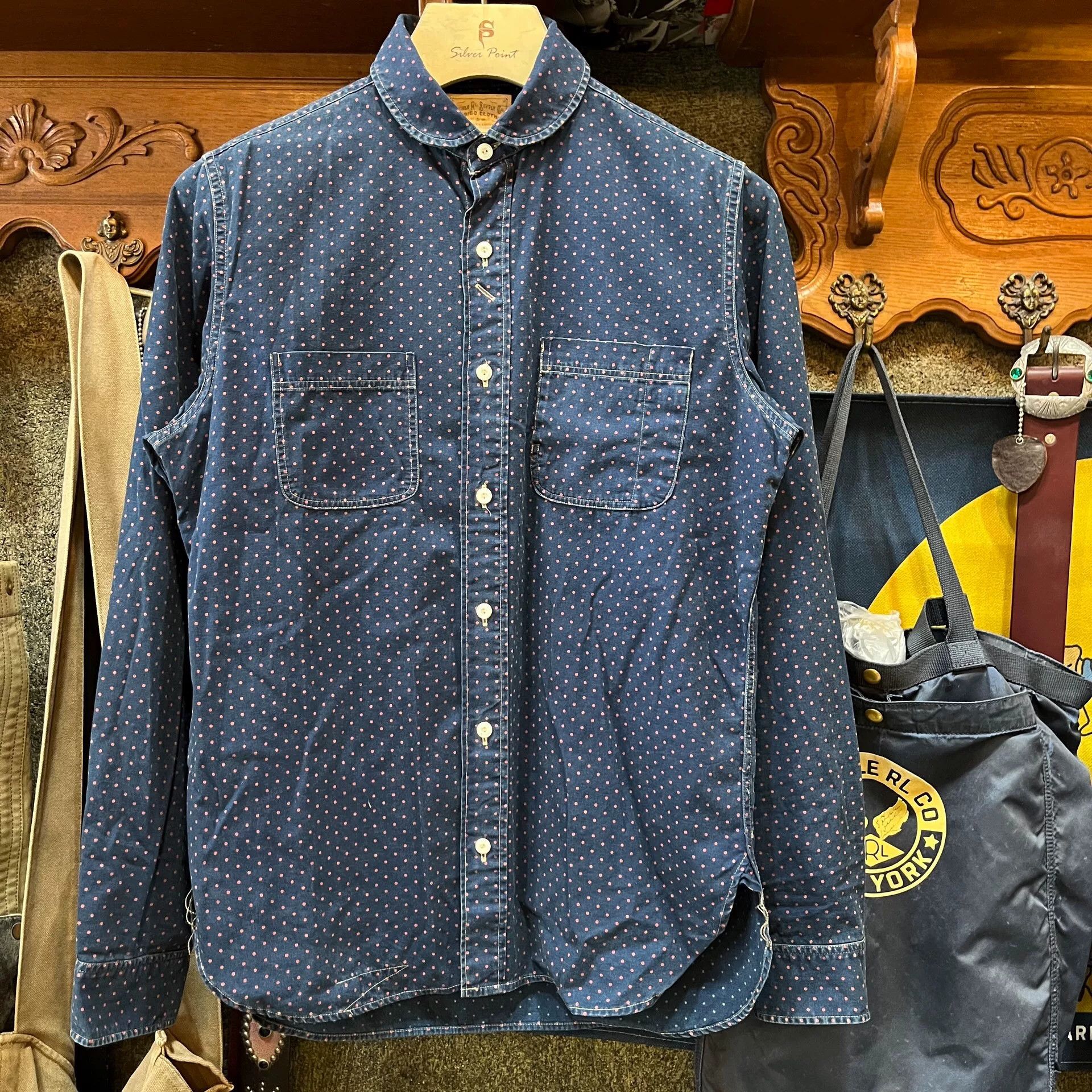 RRL Ralph Lauren RRL Indigo Polka Dot Work Shirt Size US S / EU 44-46 / 1 - 1 Thumbnail