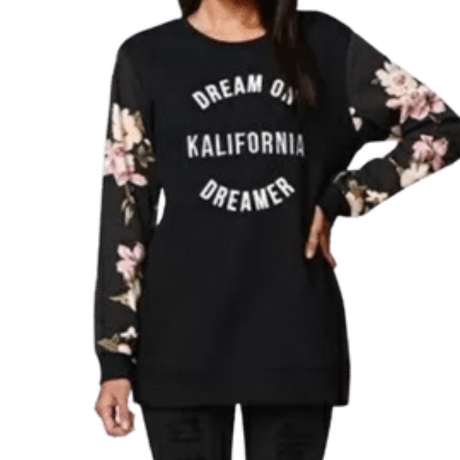 Kendall And Kylie Kendall & Kylie Women’s Dream On Pullover Floral Sweatshirt Size M / US 6-8 / IT 42-44 - 2 Thumbnail