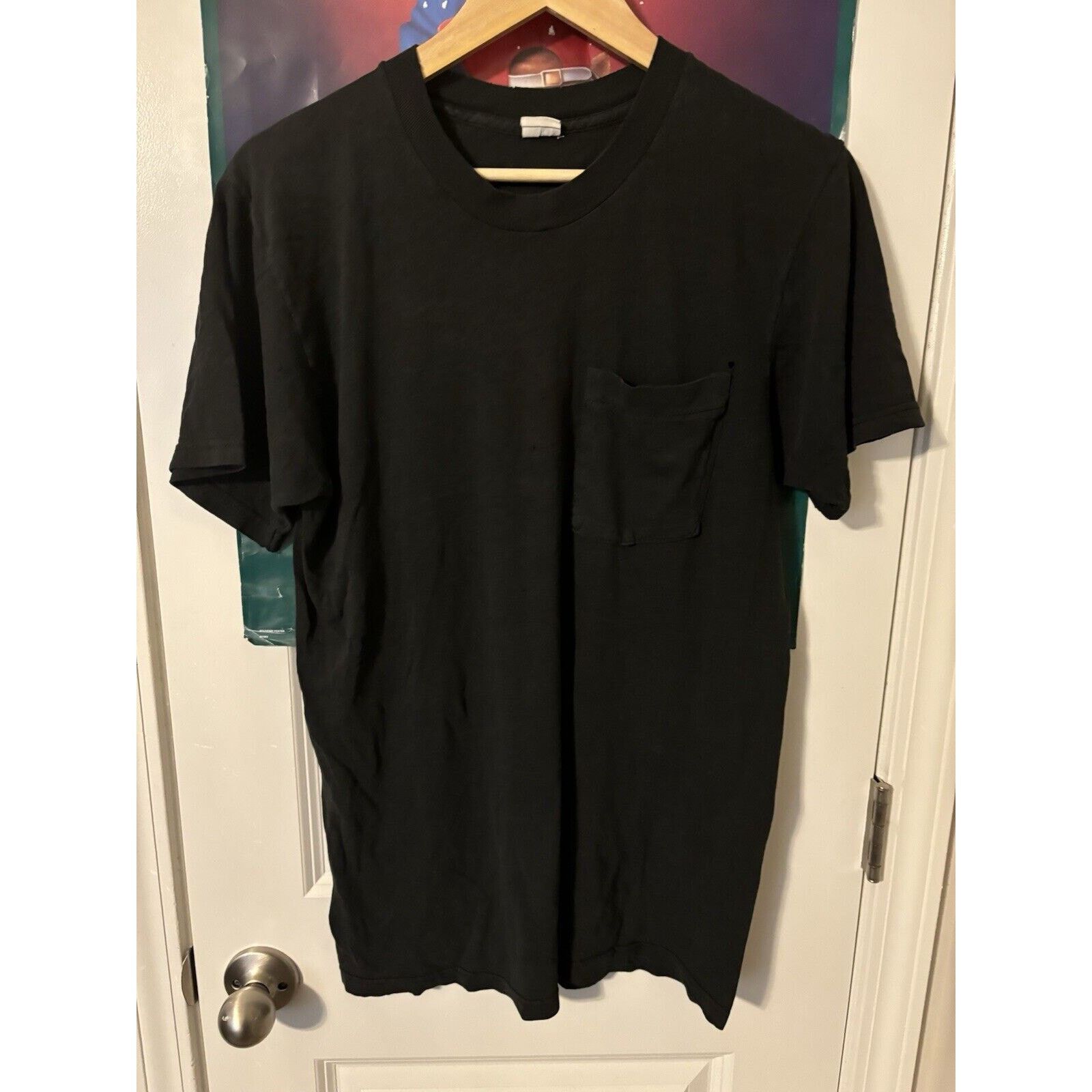 Other Vintage Faded Black Blank Shirt Size Unknown Brand Pocket Size US L / EU 52-54 / 3 - 1 Thumbnail