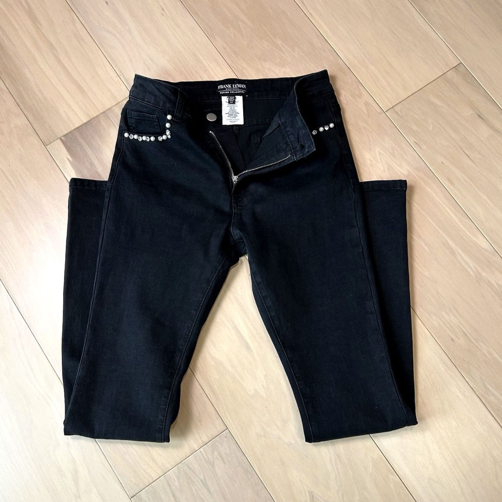 Denime VINTAGE Frank Lyman Montreal Embellished Flare Denim Jean Womens Medium Size 30" / US 8 / IT 44 - 3 Thumbnail