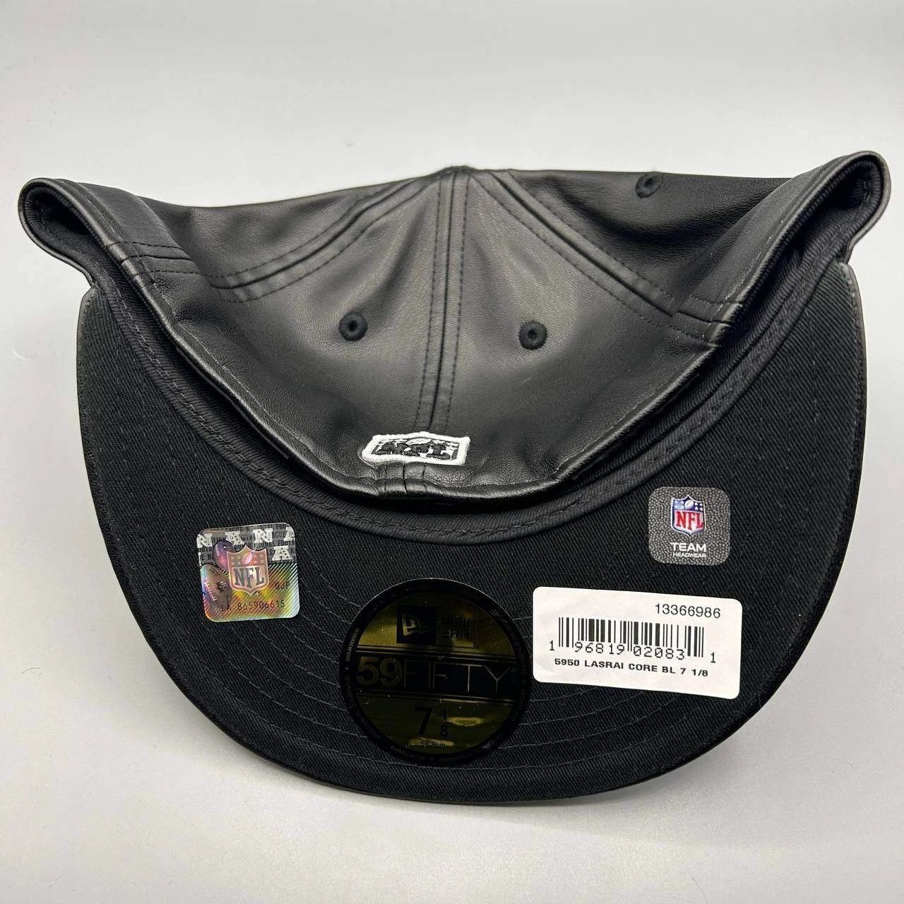 New Era Las Vegas Raiders Hat Men 7 1/8 Black PU Leather Fitted Cap Size ONE SIZE - 4 Thumbnail
