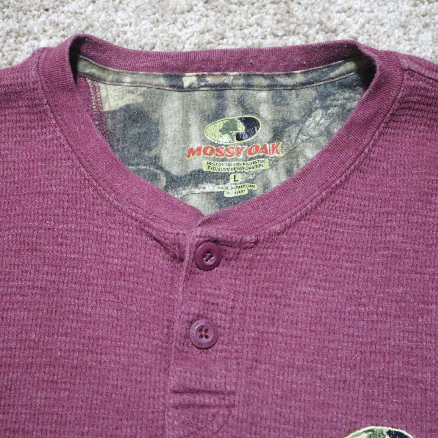 Vintage Mossy Oak Sweatshirt Shirt Men L Burgundy Mossy Oak Large Long Sleeve Shirt Sweatshirt Size US L / EU 52-54 / 3 - 3 Thumbnail