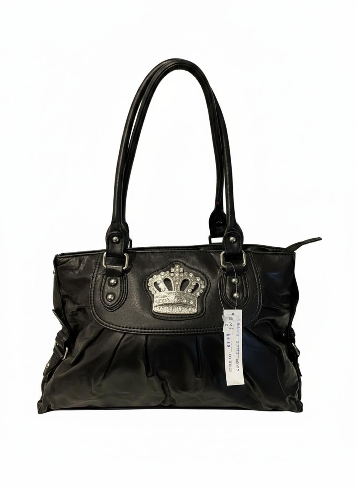 Unknown London NWT Black Handbag with Decorative Crown Accent Size ONE SIZE - 1 Thumbnail
