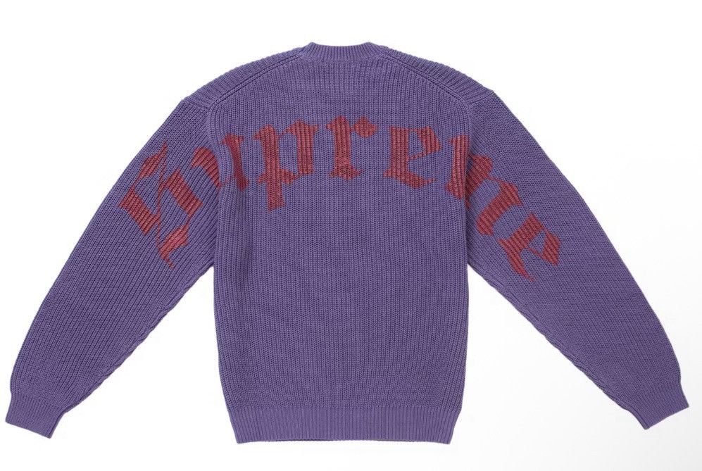 Supreme Supreme purple cotton knit sweater old English print medium Size US M / EU 48-50 / 2 - 1 Thumbnail