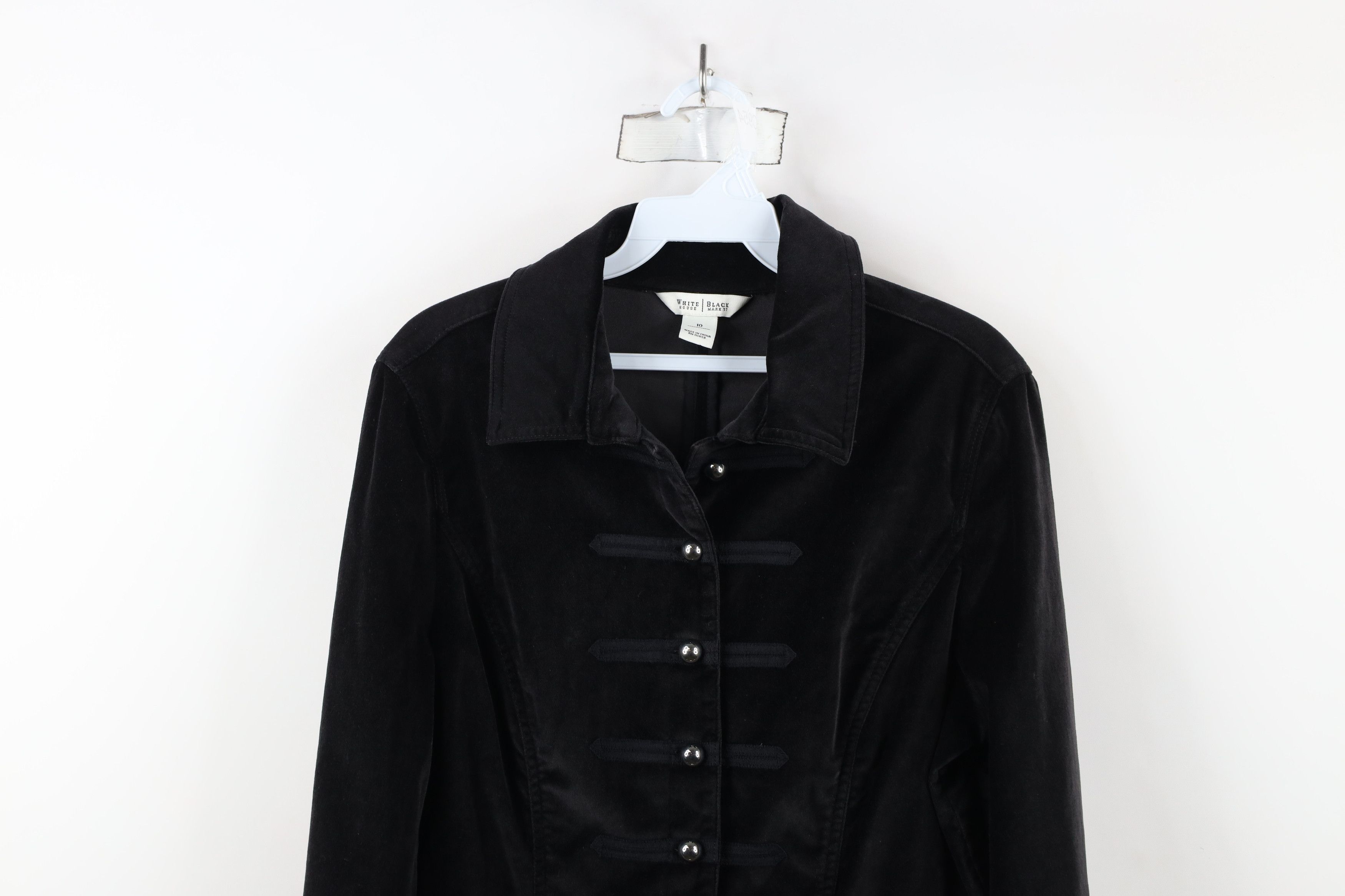 Vintage × White House Black Market White House Black Market Trim Velour Military Blazer Jacket Size L / US 10 / IT 46 - 2 Thumbnail
