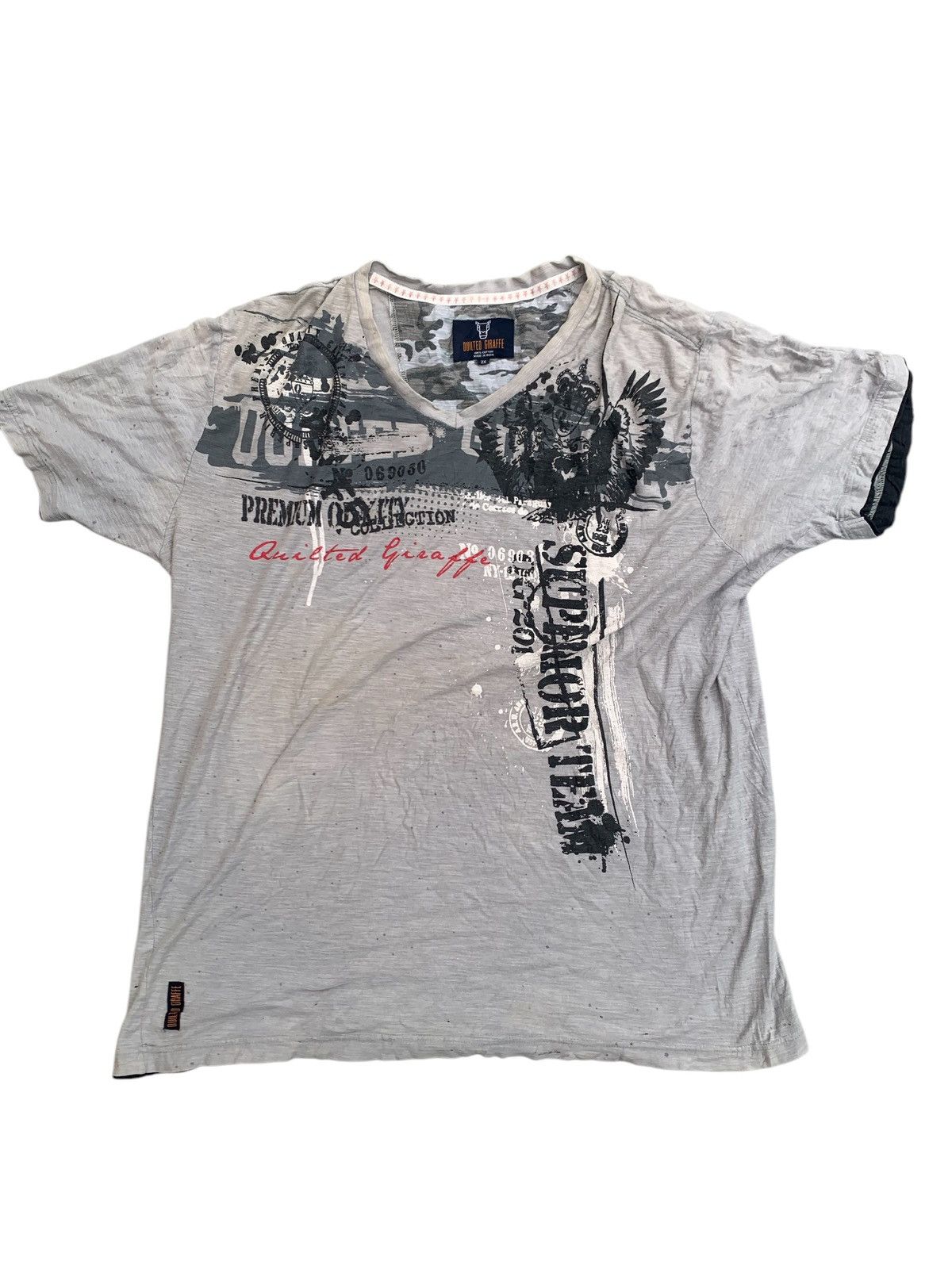 If Six Was Nine × Japanese Brand QUILTED GIRAFFE V NECK POEM Size US XL / EU 56 / 4 - 1 Thumbnail