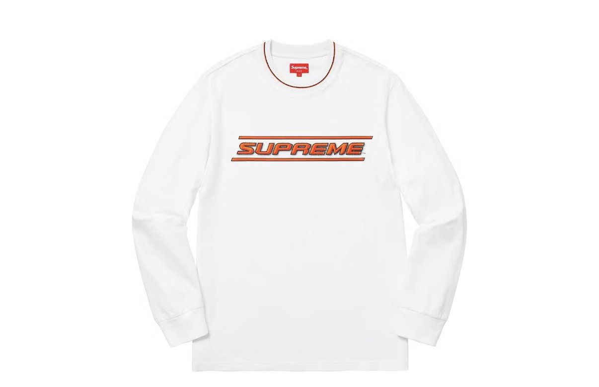 Supreme Supreme Bevel Long Sleeve White/Orange Size US L / EU 52-54 / 3 - 1 Thumbnail