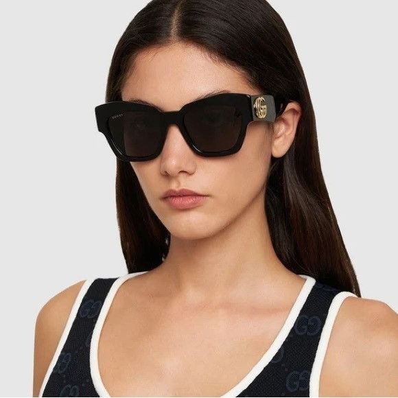 Gucci NEW GUCCI SUNGLASSES GG1422S 001 WOMEN SQUARE BLACK EYEWEAR Size ONE SIZE - 3 Thumbnail