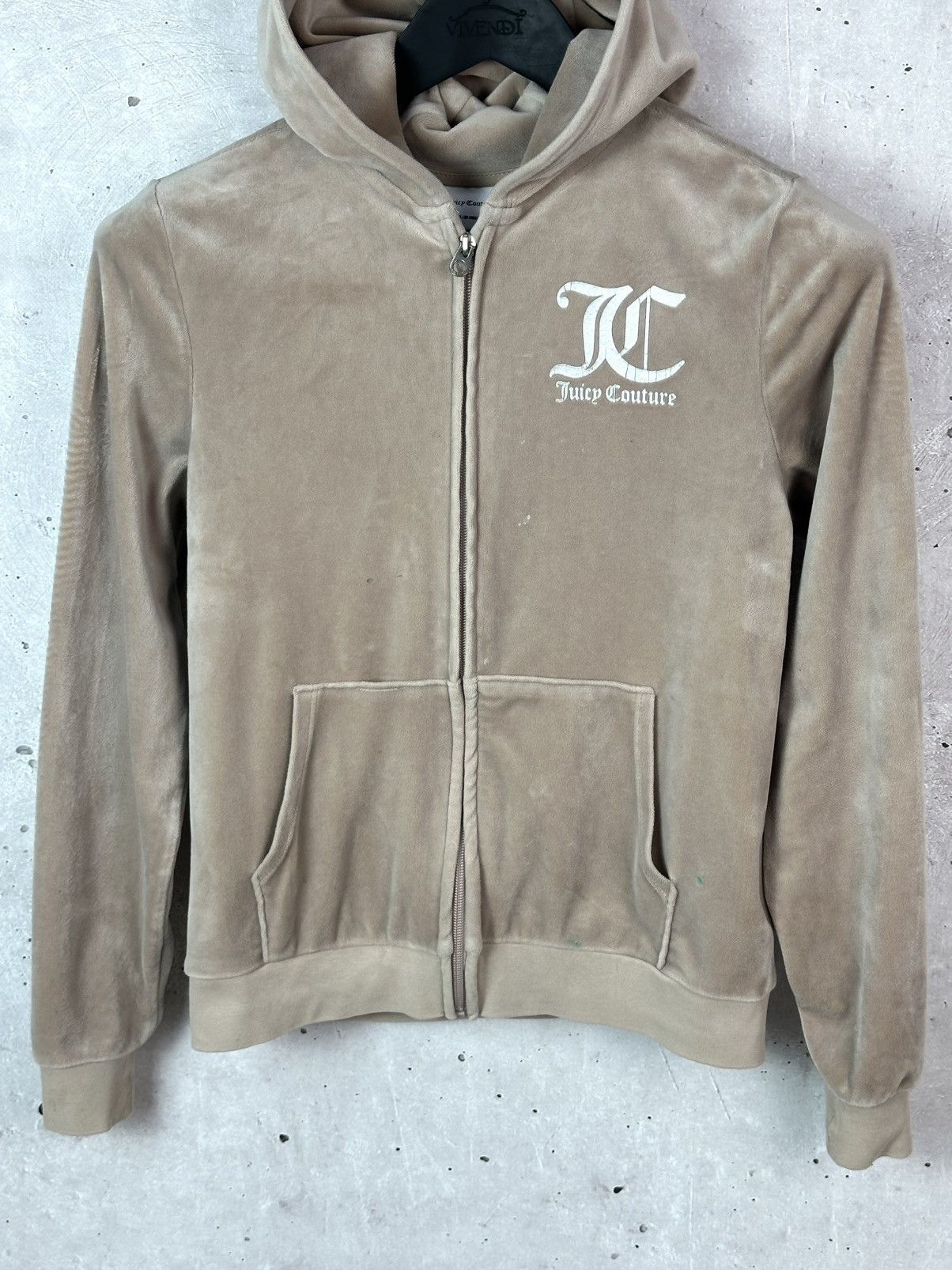 Juicy Couture Juice Couture Velvet Beige Zip Women’s Long Sleeve Hoodie Size S / US 4 / IT 40 - 4 Thumbnail