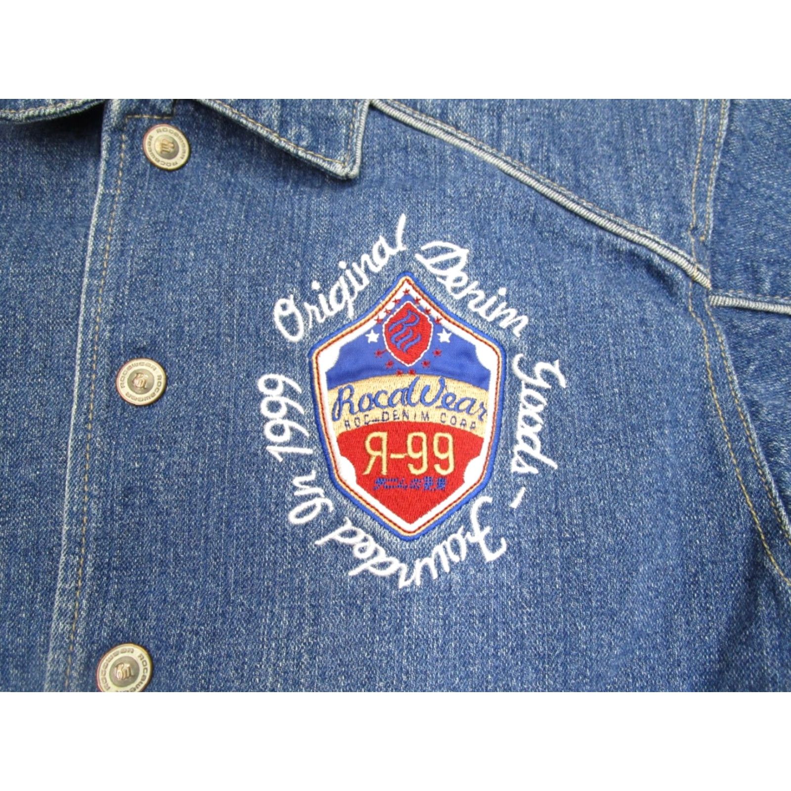 Rocawear Vintage Rocawear Denim Jacket Men M Blue Embroidered 90s Hip Hop Streetwear Jacket Size US M / EU 48-50 / 2 - 3 Thumbnail