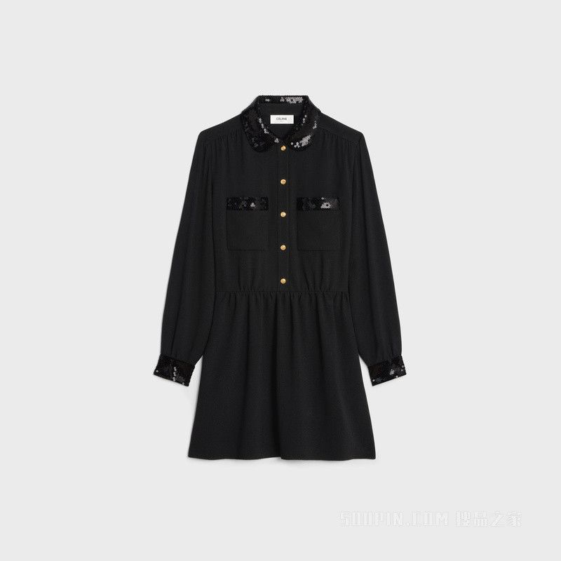 Celine workwear mini dress in viscose sable Size XL / US 12-14 / IT 48-50 - 1 Thumbnail