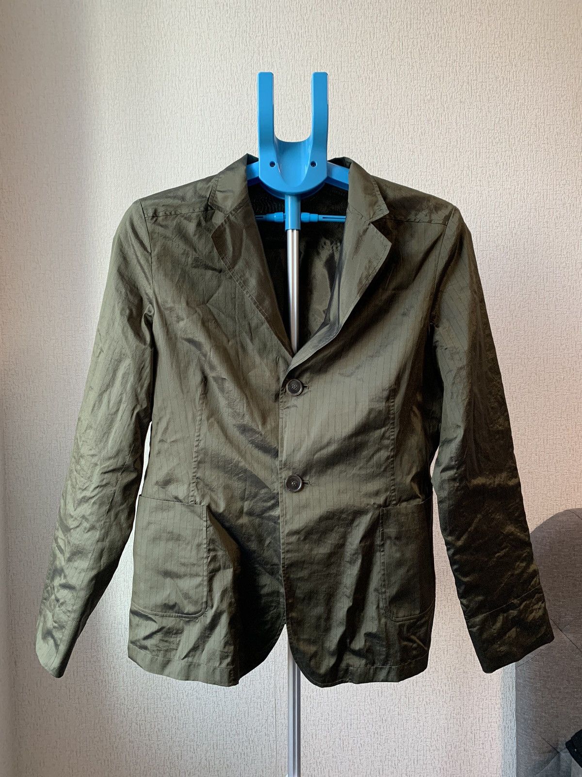 image of Jil Sander Silk Double Side Reversible Blazer in Olive, Women's (Size Small)