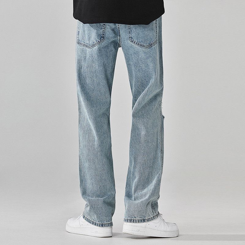 Japanese Brand Men's loose straight leg washed vintage ripped jeans Size US 32 / EU 48 - 4 Thumbnail